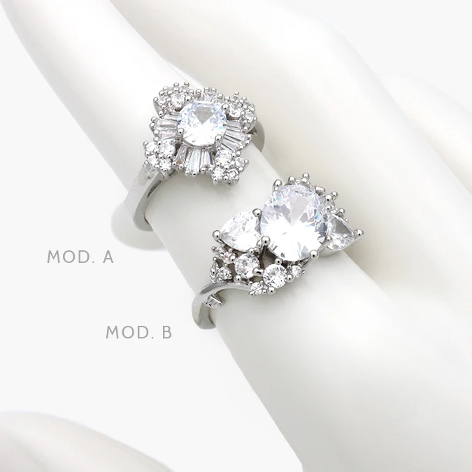 CTB1281 Anillo Flor Zirconia Blanca Chapa de Rodio 1281 - Imagen 1