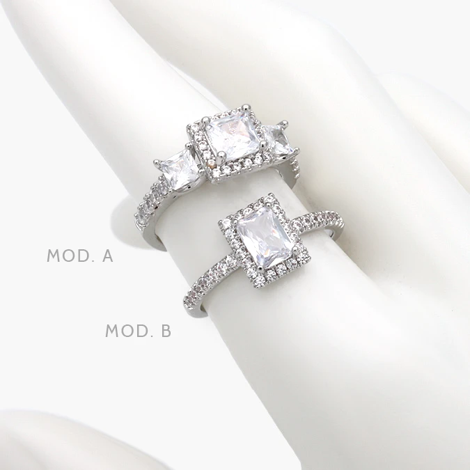 CTB1282 Anillo Zirconia Chapa de Rodio 1282 - Imagen 1