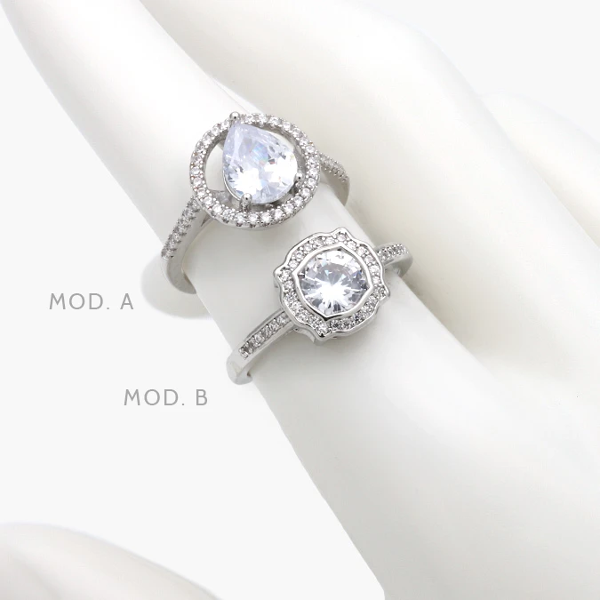 CTB1284 Anillo Zirconia Chapa de Rodio 1284 - Imagen 1