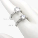 Anillo Piedra Blanca Chapa de Rodio 1285 - 6 - Modelo A