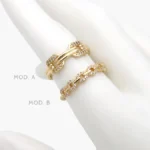 Anillo Churumbela Eslabones Zirconias Blancas Chapa de Oro 1288 - 6 - Modelo A