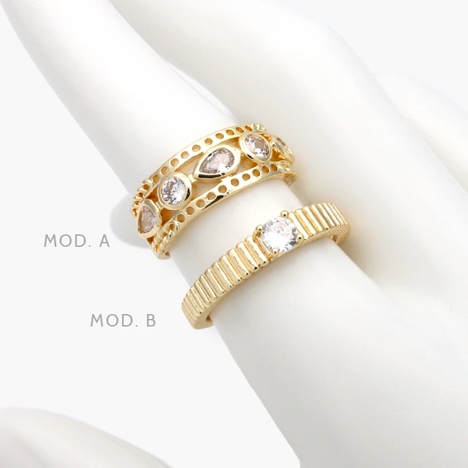 CTB1294 Anillo Churumbela Zirconia Chapa de Oro 1294 - Imagen 1