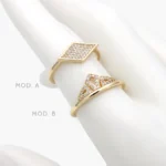 Anillo Zirconias Chapa de Oro 1295 - 6 - Modelo A