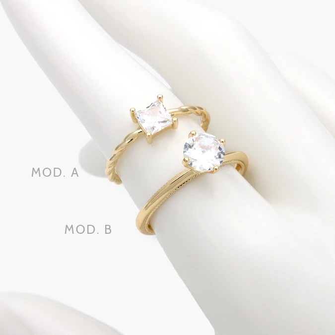 CTB1296 Anillo Piedra Blanca Chapa de Oro 1296 - Imagen 1