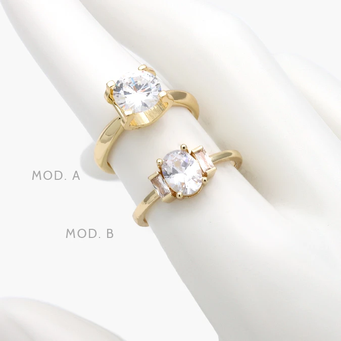 CTB1299 Anillo Piedra Blanca Chapa de Oro 1299 - Imagen 1