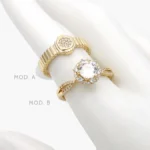 Anillo Zirconia Blanca Chapa de Oro 1303 - Modelo A - 6