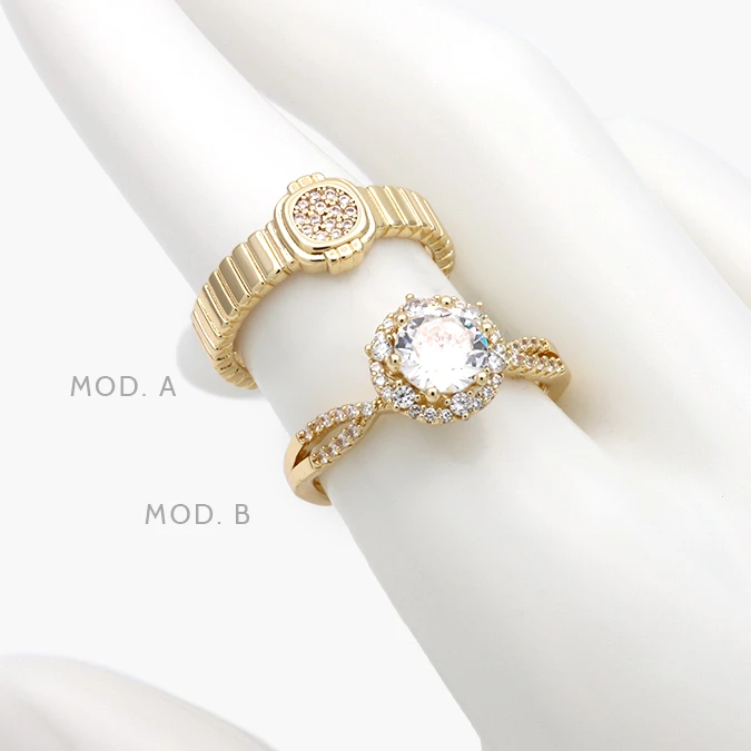 CTB1303 Anillo Zirconia Blanca Chapa de Oro 1303 - Imagen 1