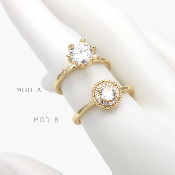 CTB1304 Anillo Zirconia Blanca Chapa de Oro 1304 - Imagen 1