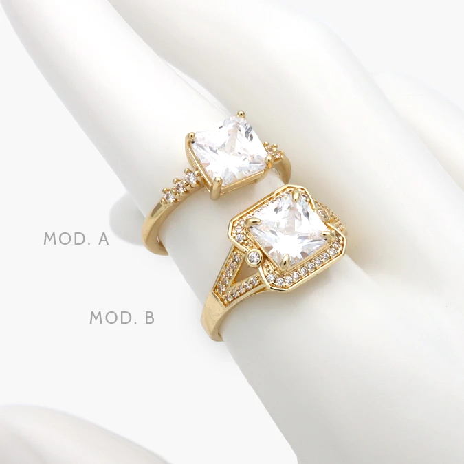 CTB1306 Anillo Piedra Blanca Chapa de Oro 1306 - Imagen 1
