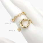 Anillo Ajustable Chapa de Oro Eslabones 1320