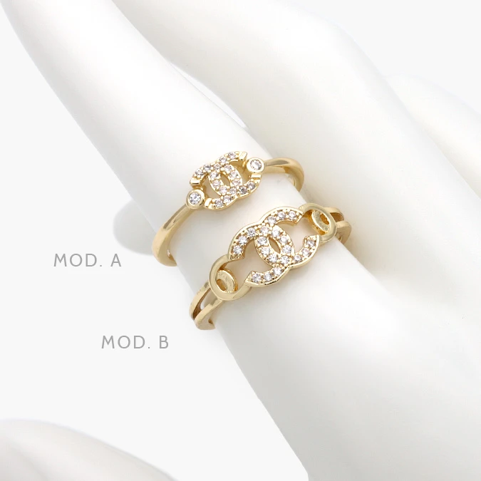 CTB1321 Anillo Piedra Blanca Chapa de Oro 1321 - Imagen 1