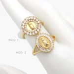 Anillo Ajustable Zirconia Blanca Virgen Chapa de Oro 1327