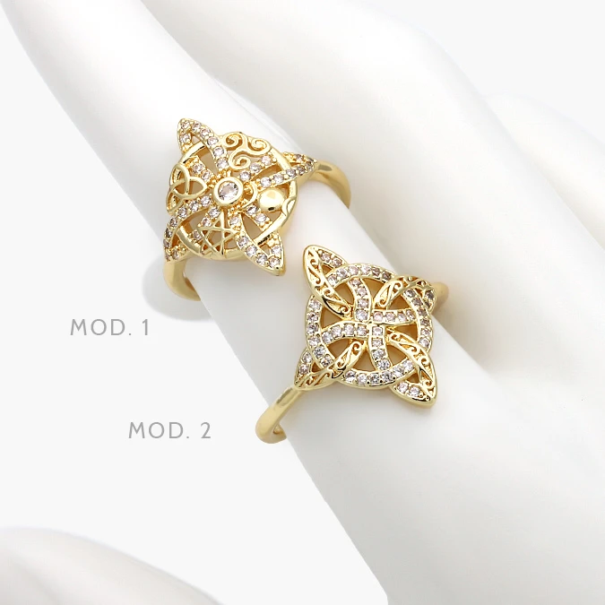 CTB1328 Anillo Ajustable Nudo de Bruja Chapa de Oro 1328 - Imagen 1