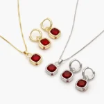 Juego Zirconia Roja Chapa de Oro/Rodio 82