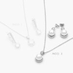 Juego Zirconia Perlas Chapa de Rodio 164 - Modelo 1