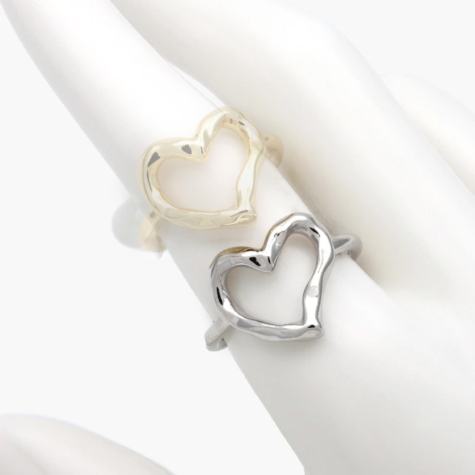 ctb1331 Anillo Ajustable Corazón Chapa de Oro/Rodio 1331 - Imagen 1