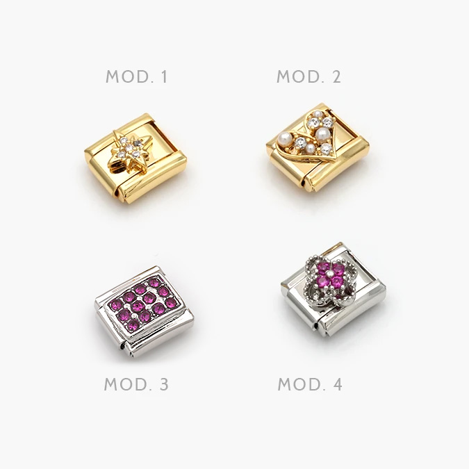 nom40 Charm Zirconias y Perlas Acero Inoxidable - Imagen 1