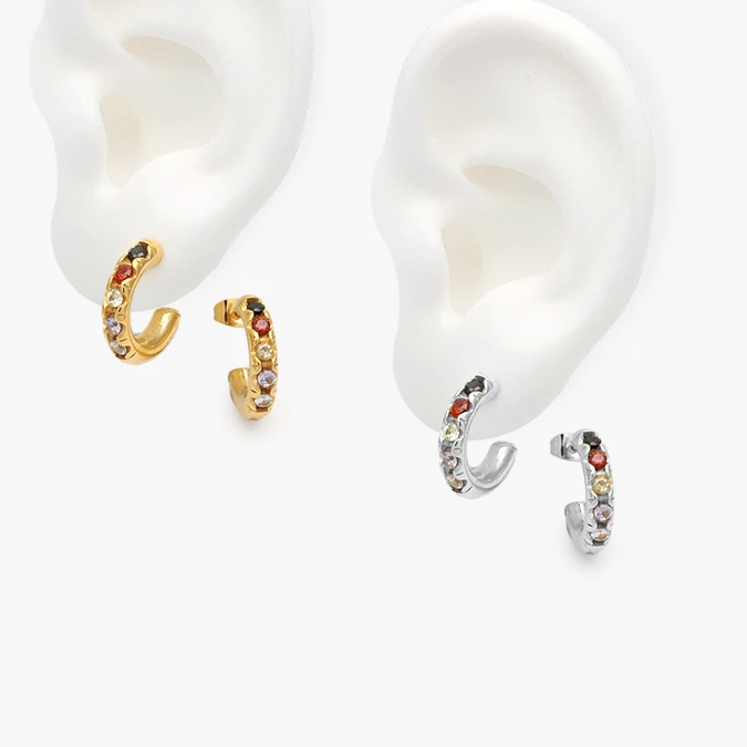 AA10291 Aretes Zirconia Color Acero Inoxidable 291 - Imagen 1