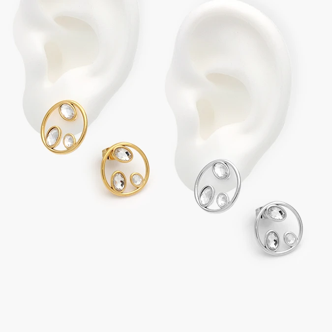 AA10296 Aretes Zirconia Acero Inoxidable 296 - Imagen 1
