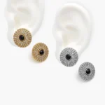 Aretes Zirconias Piedra Negra Acero Inoxidable 298 - Oro