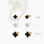 Broqueles Acero Inoxidable Flores Esmalte Negro 49