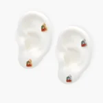 Broqueles Cerezas Zirconias Acero Inoxidable 76 - Oro
