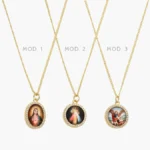 Collar Imágenes Jesus y Arcangel Chapa de Oro 395