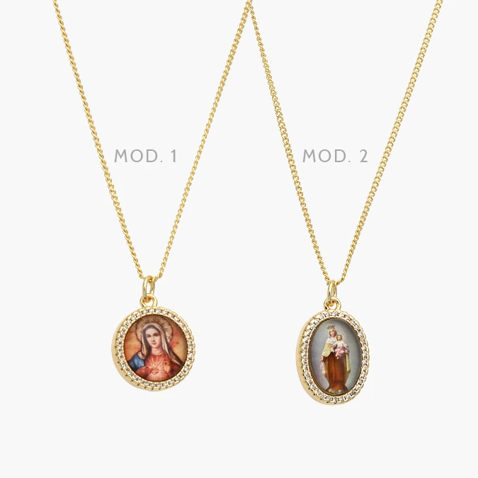 CDR0397 Collar Virgen Imágen Chapa de Oro 397 - Imagen 1