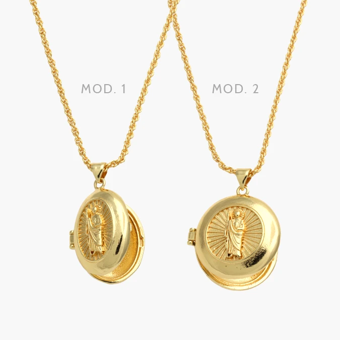 CDR0402 Collar Relicario San Judas Chapa de Oro 402 - Imagen 1