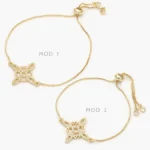 Pulso Zirconias Blancas Ajustable Nudo de Bruja Chapa de Oro 748