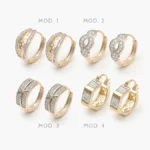 Arracadas Piedras Blancas Chapa de Oro Grupo 10 - Modelo 1