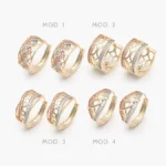 Arracadas Florentinas Zirconias Blancas Chapa de Oro Grupo 46 - Modelo 1