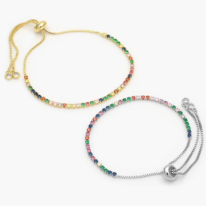 MPU848 Pulso Tenis 2mm. Zirconias Colores Micropave Chapa de Oro 848 - Imagen 1