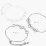 Pulso Mariposas Estrellas Zirconias Blancas Ajustable Micropave Chapa de Rodio 853 - Modelo 1