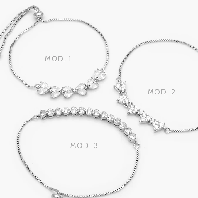 MPU858 Pulso Ajustable Zirconias Blancas Micropave Chapa de Rodio 858 - Imagen 1