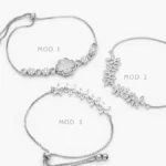 Pulso Flores Trebol Zirconias Blancas Ajustable Micropave Chapa de Rodio 859