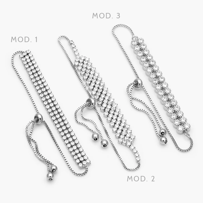 MPU860 Pulso Zirconias Blancas Ajustable Micropave Chapa de Rodio 860 - Imagen 1
