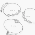 Pulso Corazón Zirconias Blancas Ajustable Micropave Chapa de Rodio 861 - Modelo 1