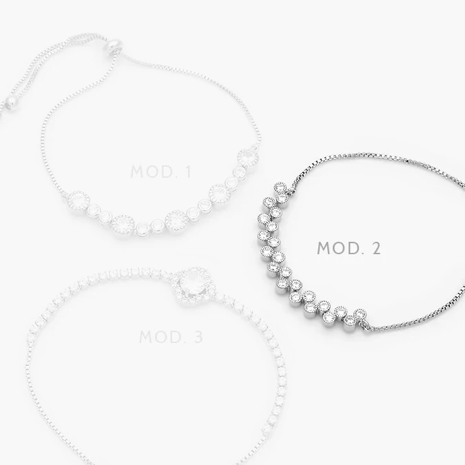 MPU866 Pulso Zirconias Blancas Ajustable Micropave Chapa de Rodio 866 - Imagen 1