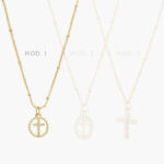 Collar Cruces Liso Sin Piedras Chapa de Oro 394