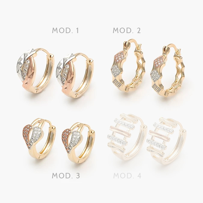 ce37 Arracadas Corazones Piedras Blancas Florentinas Chapa de Oro Grupo 37 - Imagen 1
