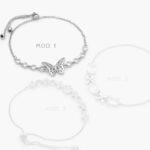 Pulso Mariposa Zirconias Blancas Ajustable Micropave Chapa de Rodio 865 - Modelo 1