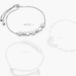 Pulso Ajustable Estrellas y Flores Zirconia Blanca Micropave Chapa de Rodio 868 - Modelo 1