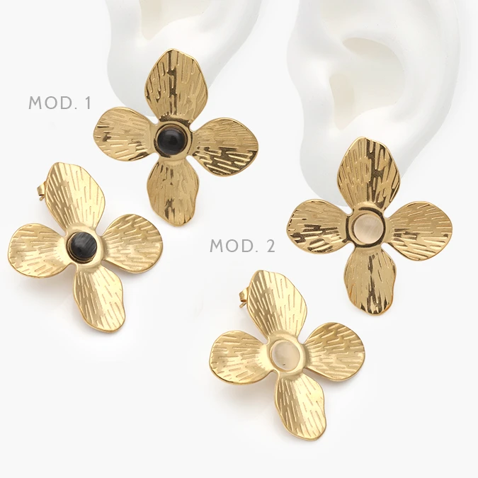 AA10314 Aretes Flor Acrílico Acero Inoxidable 314 - Imagen 1