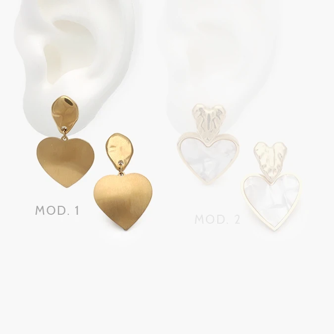 AA10332 Aretes Corazones Madre Perla Acero Inoxidable 332 - Imagen 1