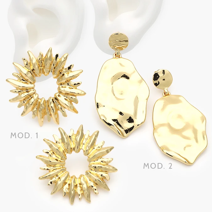 AA10338 Aretes Largos Chunky Acero Inoxidable 338 - Imagen 1