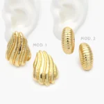 Aretes Chunky Lisos Sin Piedras Acero Inoxidable 346