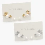 Set Aretes Cerezas Perlas con Zirconias Blancas Chapa de Oro 0151 - Oro