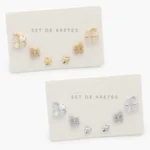Set Aretes Madre Perla con Zirconias Blancas Chapa de Oro 0154