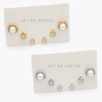 Set Aretes Flores Perla Chapa de Oro 0156